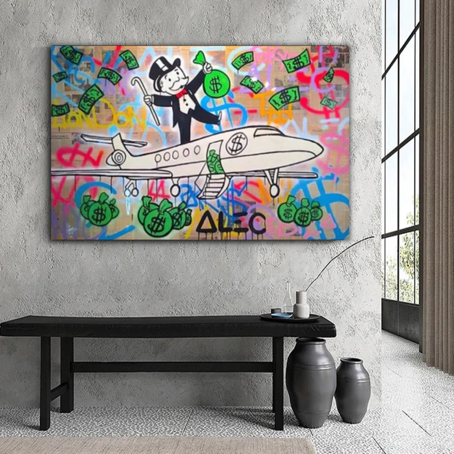 Alec Monopoly Private Jet Canvas Wall Art-MinimalisticDecor.com