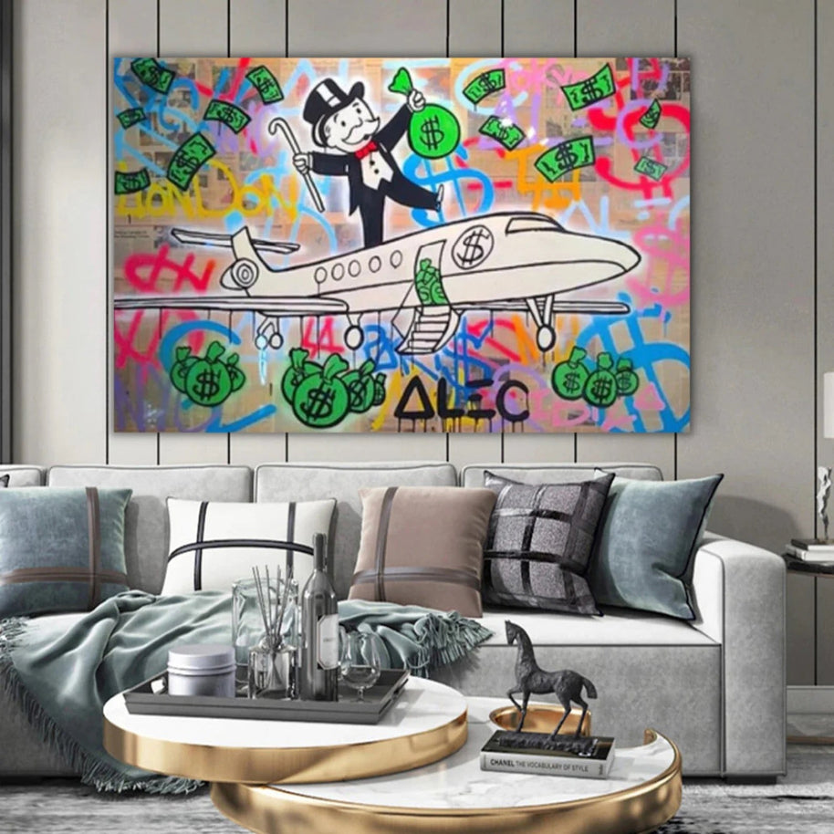 Alec Monopoly Private Jet Canvas Wall Art-MinimalisticDecor.com