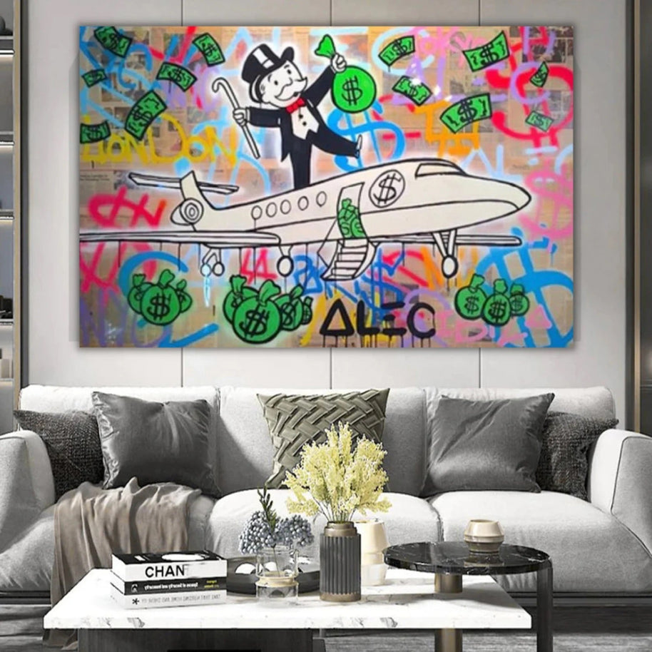 Alec Monopoly Private Jet Canvas Wall Art-MinimalisticDecor.com