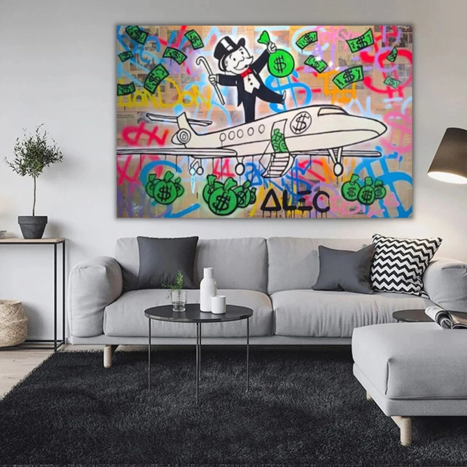 Alec Monopoly Private Jet Canvas Wall Art-MinimalisticDecor.com