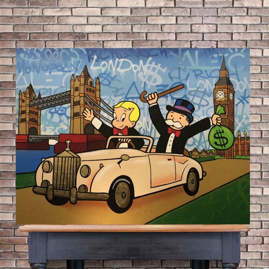 Alec Monopoly Richie Rich Money Canvas Wall Art-MinimalisticDecor.com