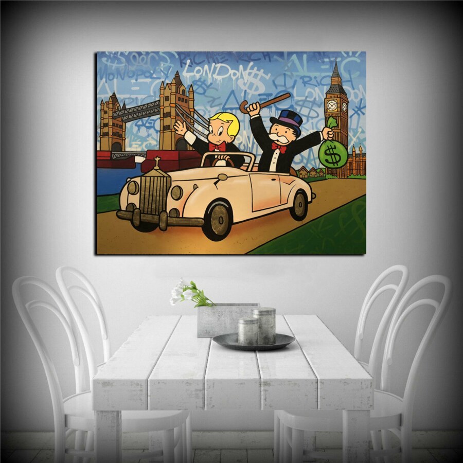 Alec Monopoly Richie Rich Money Canvas Wall Art-MinimalisticDecor.com