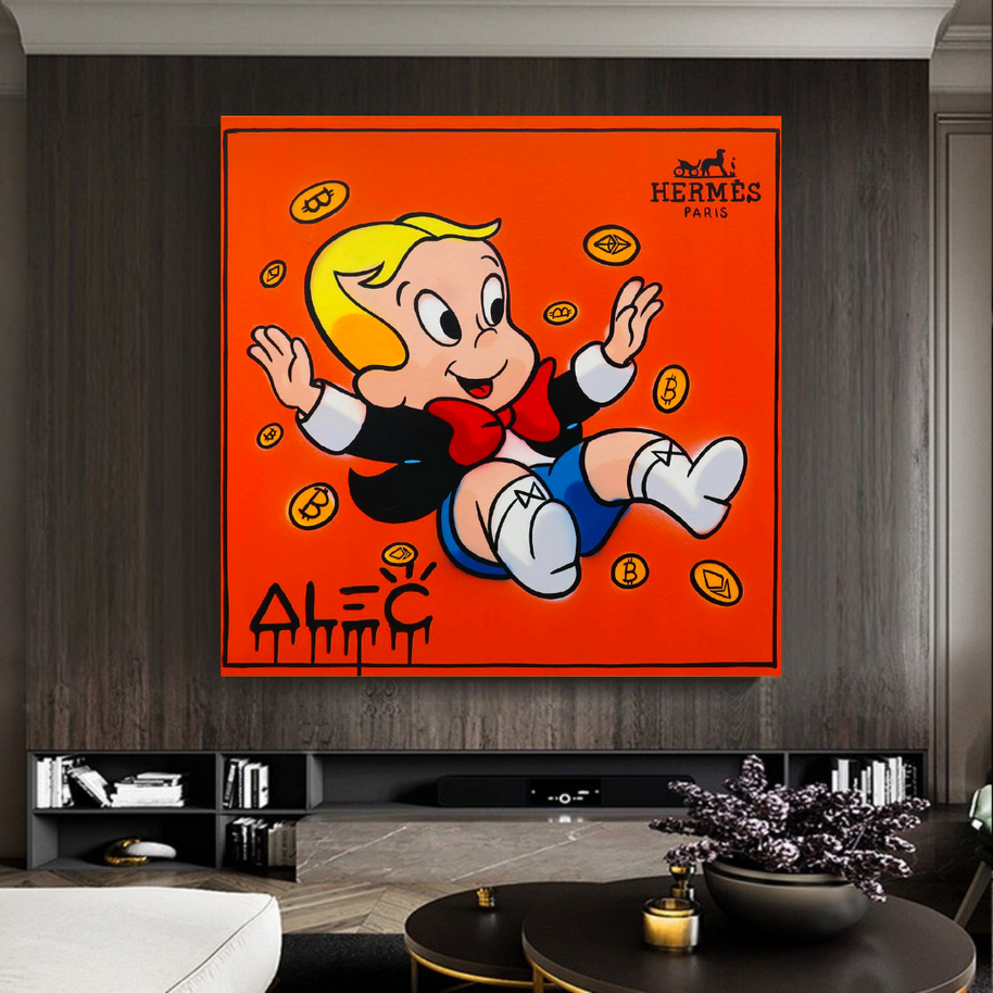 Alec Monopoly Richie Rich Money Man Canvas Wall Art-MinimalisticDecor.com