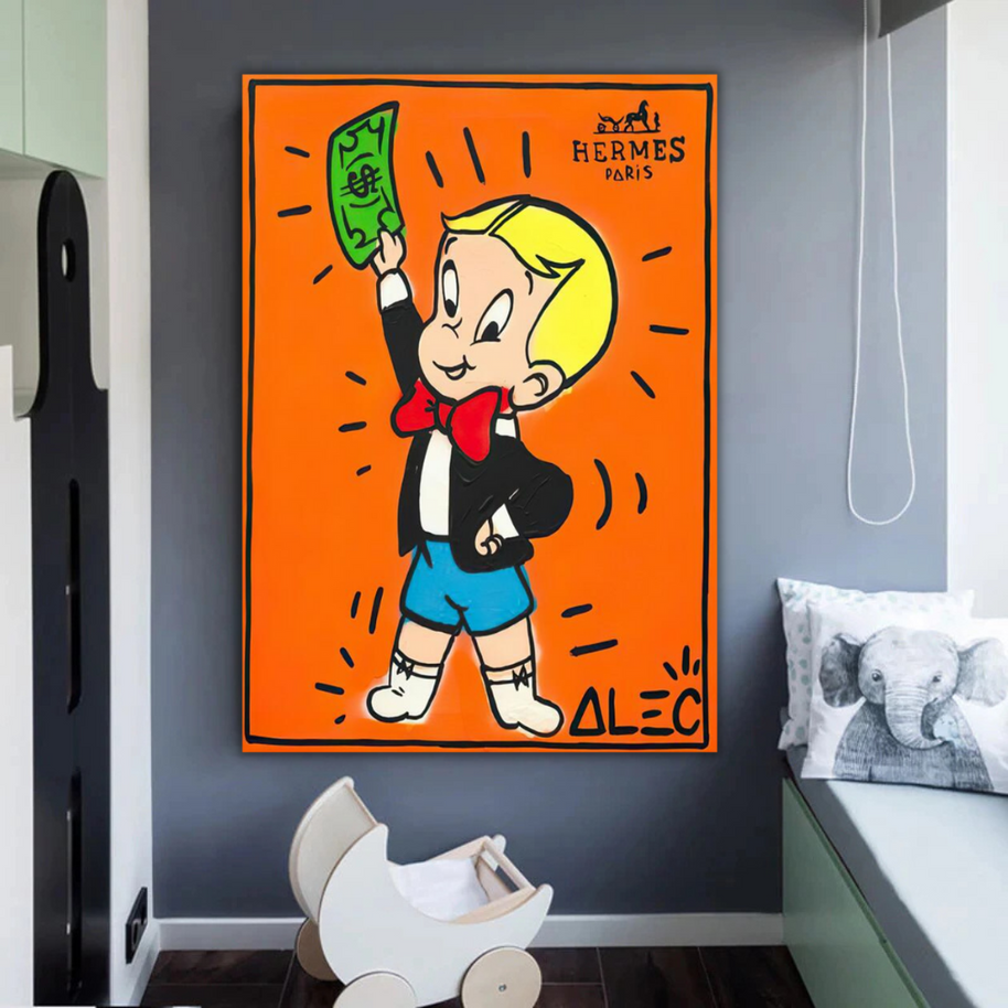 Alec Monopoly Richie Rich Money Man Canvas Wall Art-MinimalisticDecor.com
