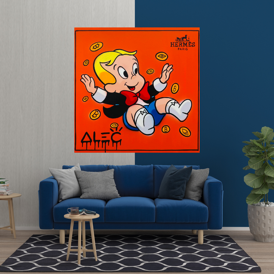 Alec Monopoly Richie Rich Money Man Canvas Wall Art-MinimalisticDecor.com