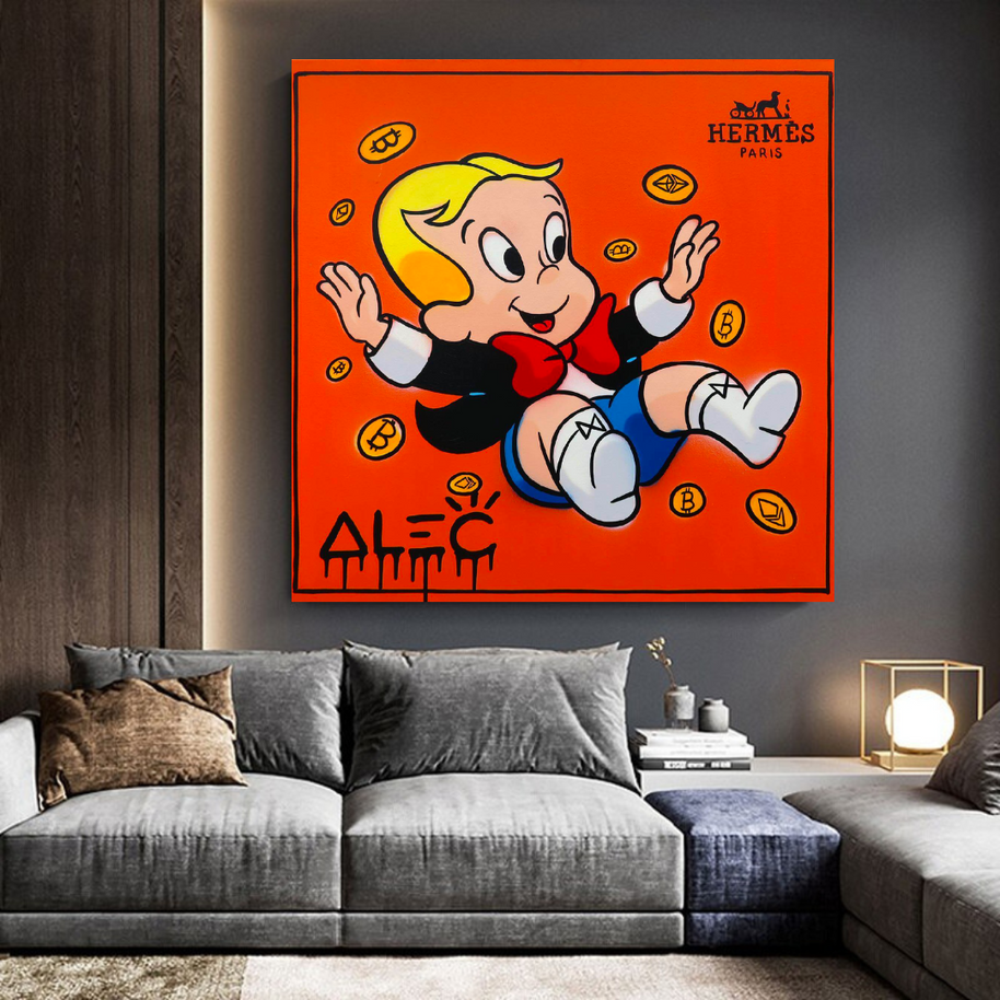 Alec Monopoly Richie Rich Money Man Canvas Wall Art-MinimalisticDecor.com