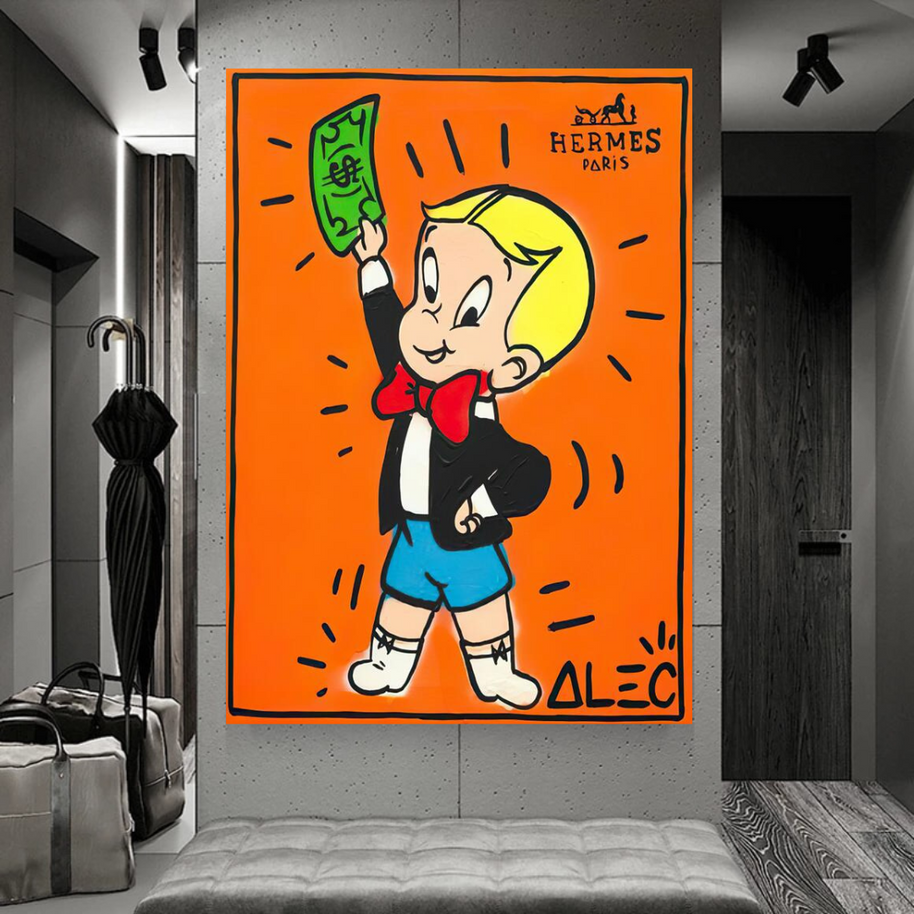 Alec Monopoly Richie Rich Money Man Canvas Wall Art-MinimalisticDecor.com