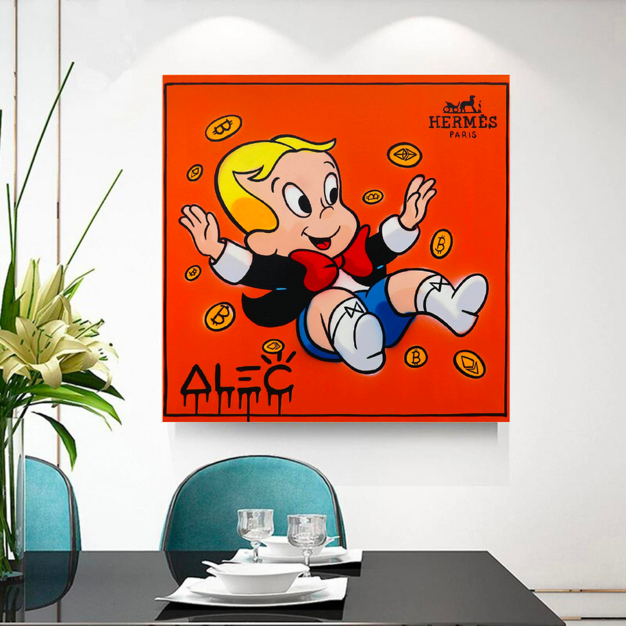 Alec Monopoly Richie Rich Money Man Canvas Wall Art-MinimalisticDecor.com