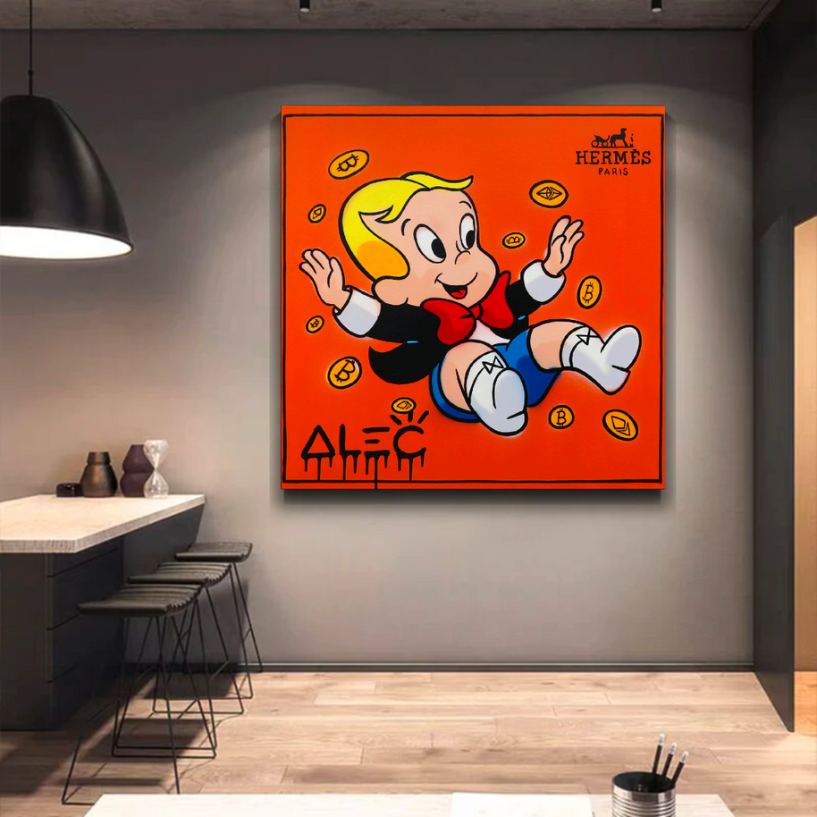 Alec Monopoly Richie Rich Money Man Canvas Wall Art-MinimalisticDecor.com