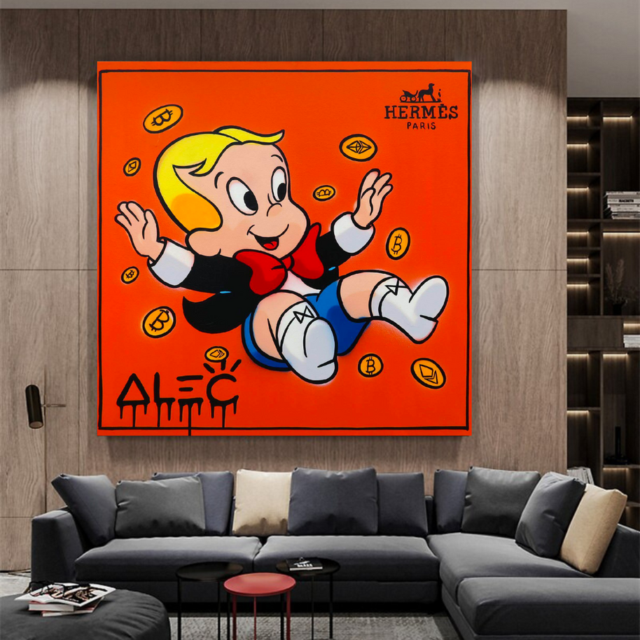 Alec Monopoly Richie Rich Money Man Canvas Wall Art-MinimalisticDecor.com