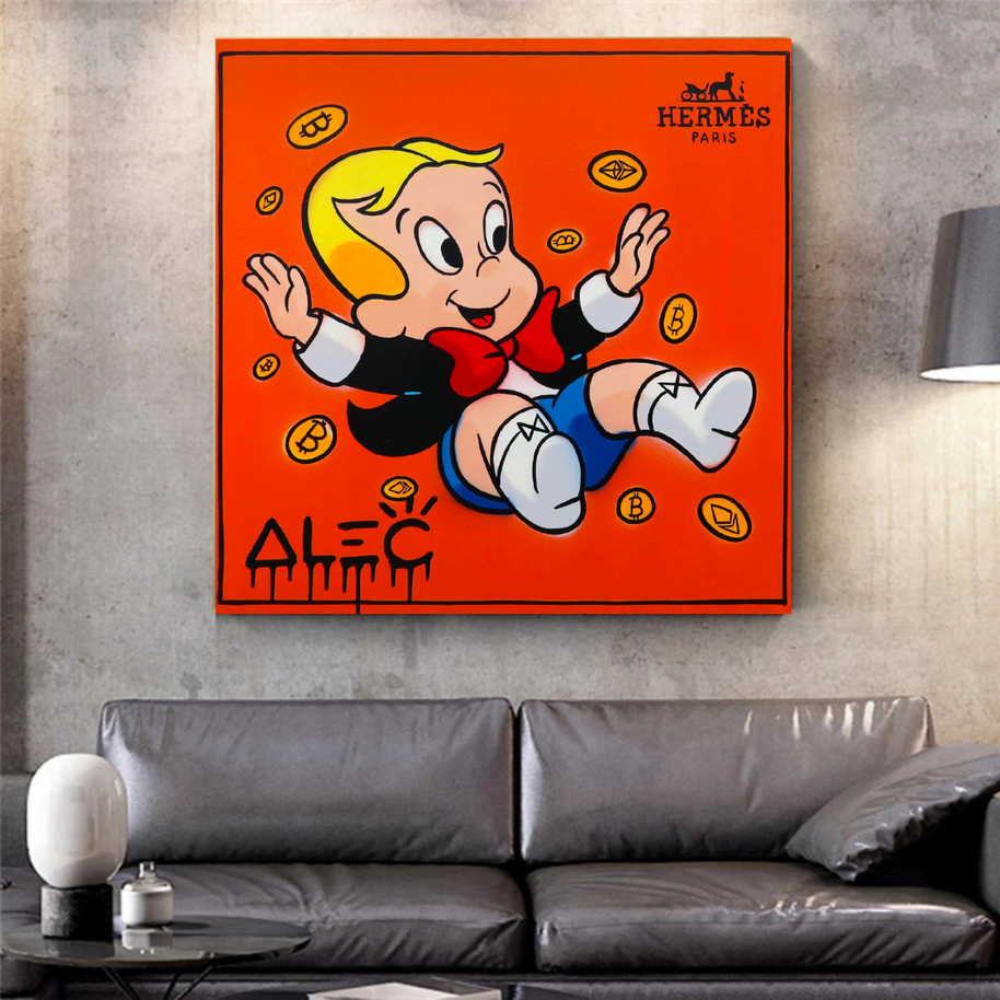 Alec Monopoly Richie Rich Money Man Canvas Wall Art-MinimalisticDecor.com