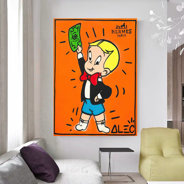 Alec Monopoly Richie Rich Money Man Canvas Wall Art-MinimalisticDecor.com