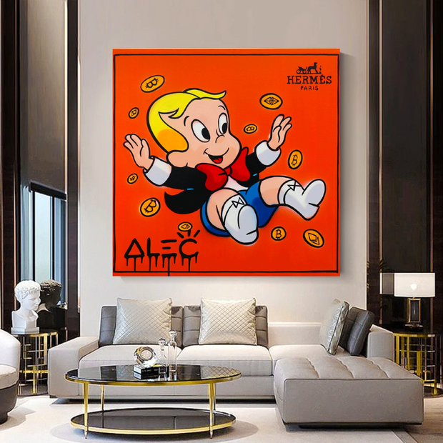 Alec Monopoly Richie Rich Money Man Canvas Wall Art-MinimalisticDecor.com