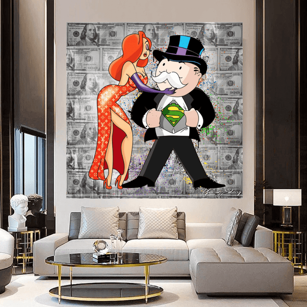 Alec Monopoly Super Man Canvas Art - MoneyPower-MinimalisticDecor.com