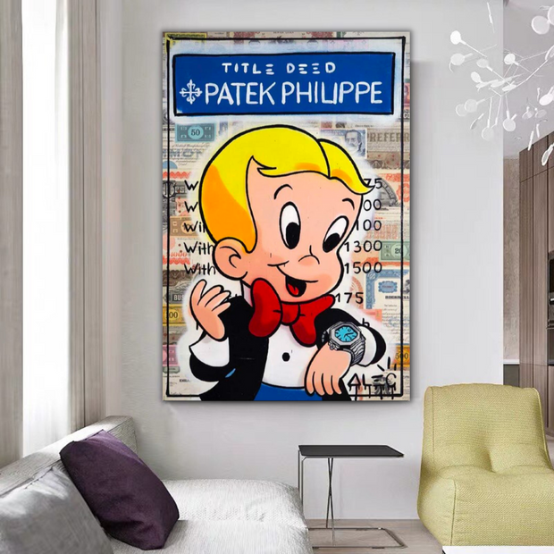 Alec Monopoly Title Deed Patek Wall Art: Optimism-MinimalisticDecor.com