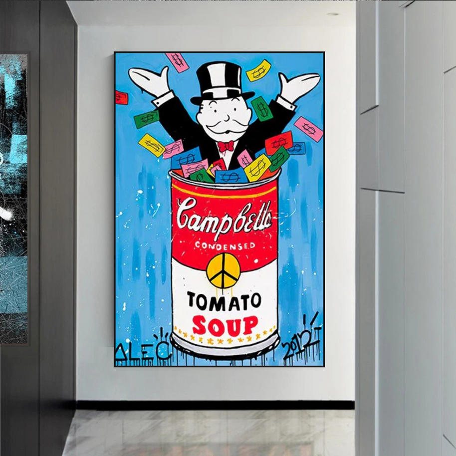 Alec Monopoly Tomato Soup Canvas Wall Art-MinimalisticDecor.com