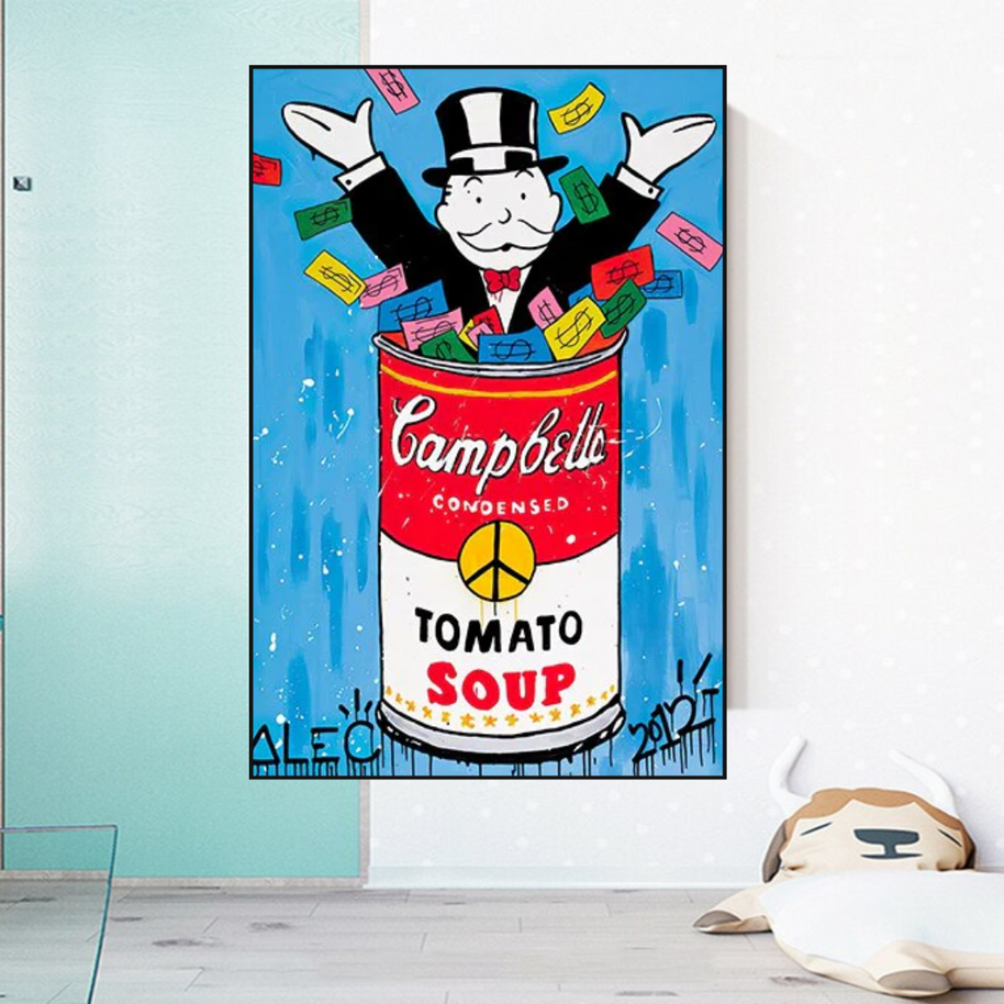 Alec Monopoly Tomato Soup Canvas Wall Art-MinimalisticDecor.com
