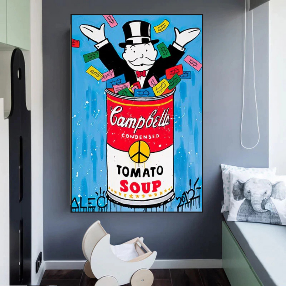 Alec Monopoly Tomato Soup Canvas Wall Art-MinimalisticDecor.com