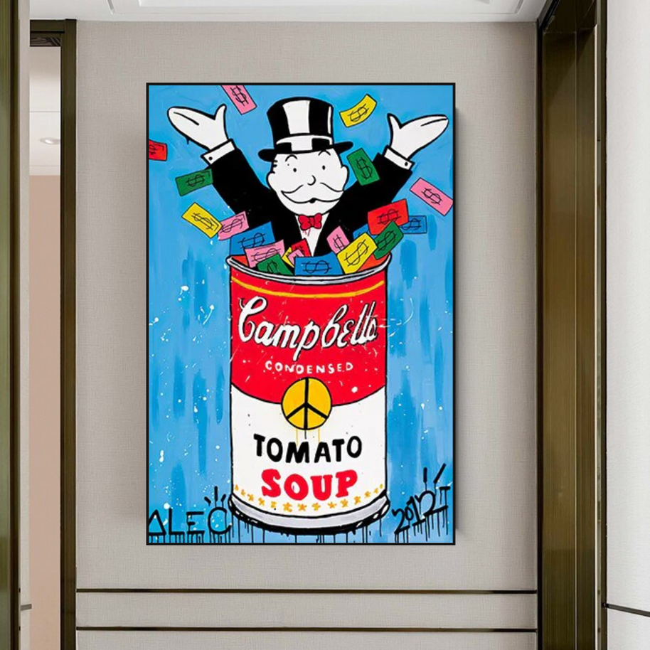 Alec Monopoly Tomato Soup Canvas Wall Art-MinimalisticDecor.com