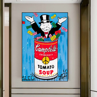 Alec Monopoly Tomato Soup Canvas Wall Art-MinimalisticDecor.com