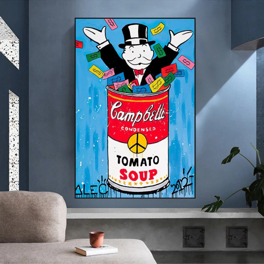 Alec Monopoly Tomato Soup Canvas Wall Art-MinimalisticDecor.com