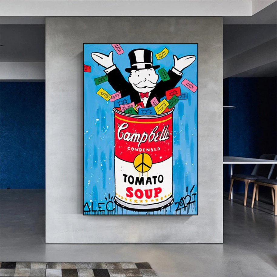 Alec Monopoly Tomato Soup Canvas Wall Art-MinimalisticDecor.com