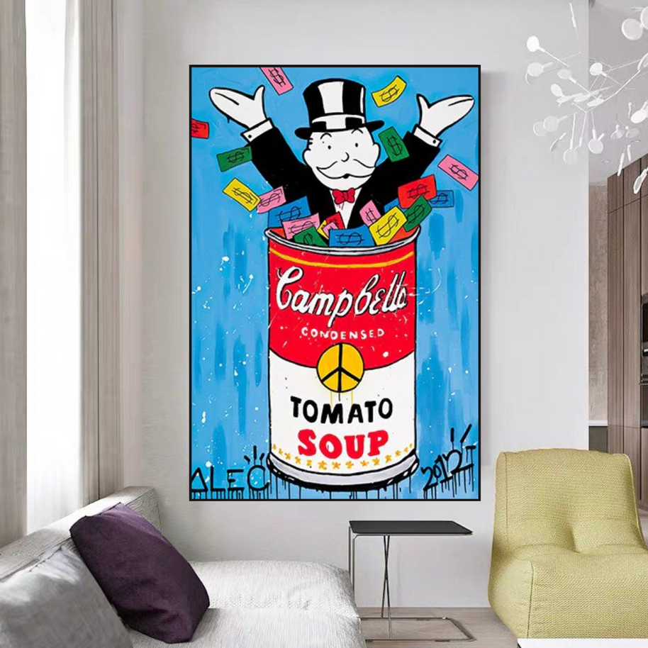 Alec Monopoly Tomato Soup Canvas Wall Art-MinimalisticDecor.com