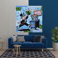 Alec Monopoly Wall Art: Money Bags Basket Goal-MinimalisticDecor.com