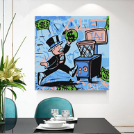 Alec Monopoly Wall Art: Money Bags Basket Goal-MinimalisticDecor.com