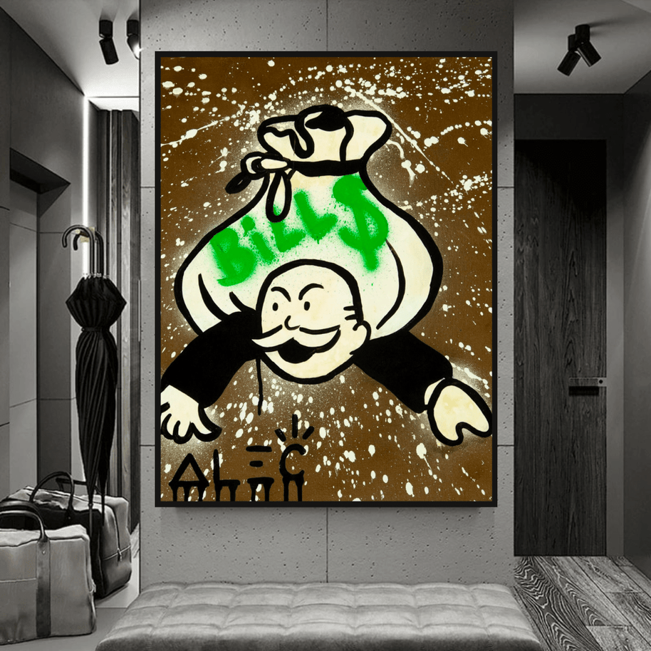Alec Monopoly Wall Art: Money Bags Bills-MinimalisticDecor.com