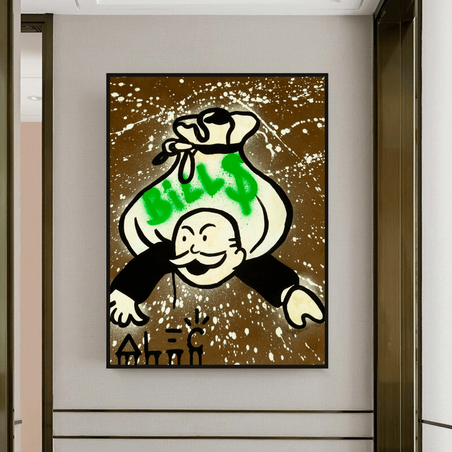 Alec Monopoly Wall Art: Money Bags Bills-MinimalisticDecor.com