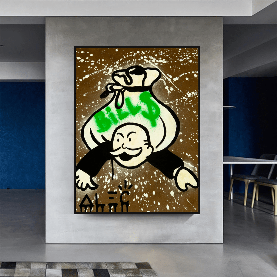 Alec Monopoly Wall Art: Money Bags Bills-MinimalisticDecor.com