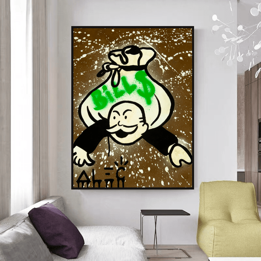 Alec Monopoly Wall Art: Money Bags Bills-MinimalisticDecor.com