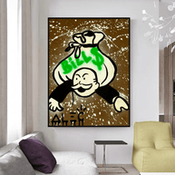 Alec Monopoly Wall Art: Money Bags Bills-MinimalisticDecor.com