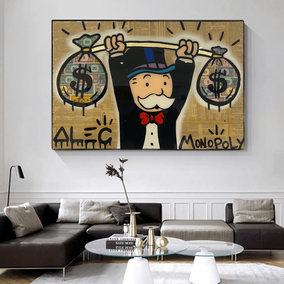 Alec Monopoly Wall Art: Money Bags Power-MinimalisticDecor.com