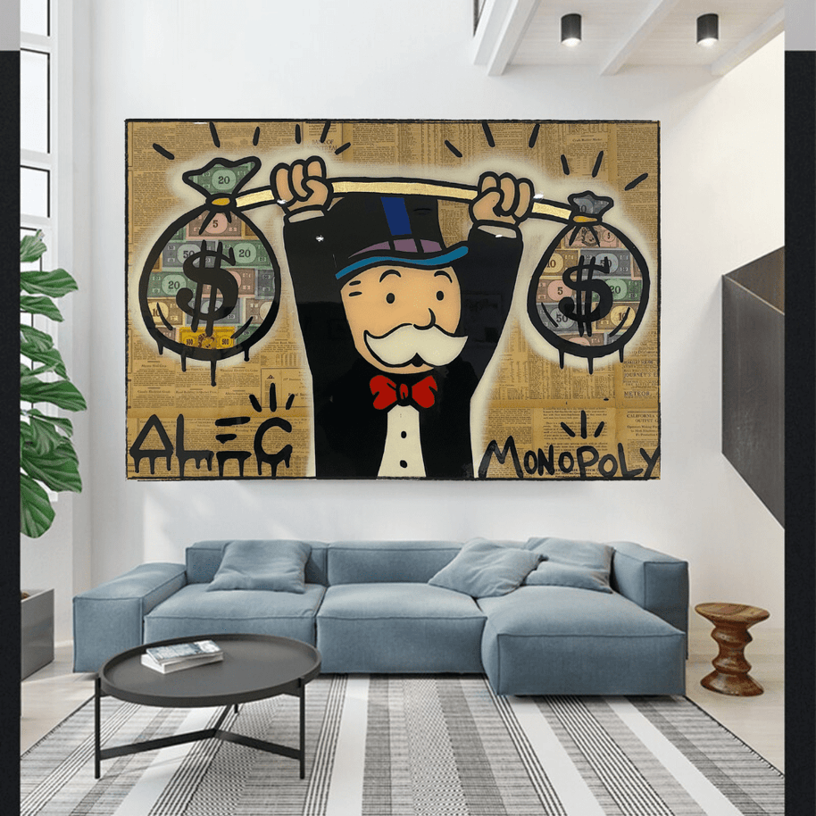 Alec Monopoly Wall Art: Money Bags Power-MinimalisticDecor.com