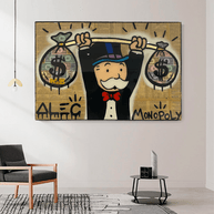 Alec Monopoly Wall Art: Money Bags Power-MinimalisticDecor.com