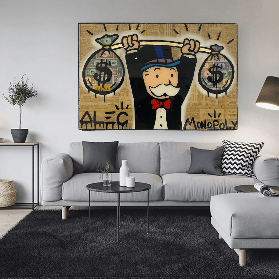 Alec Monopoly Wall Art: Money Bags Power-MinimalisticDecor.com