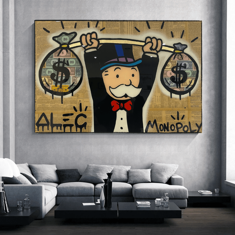 Alec Monopoly Wall Art: Money Bags Power-MinimalisticDecor.com
