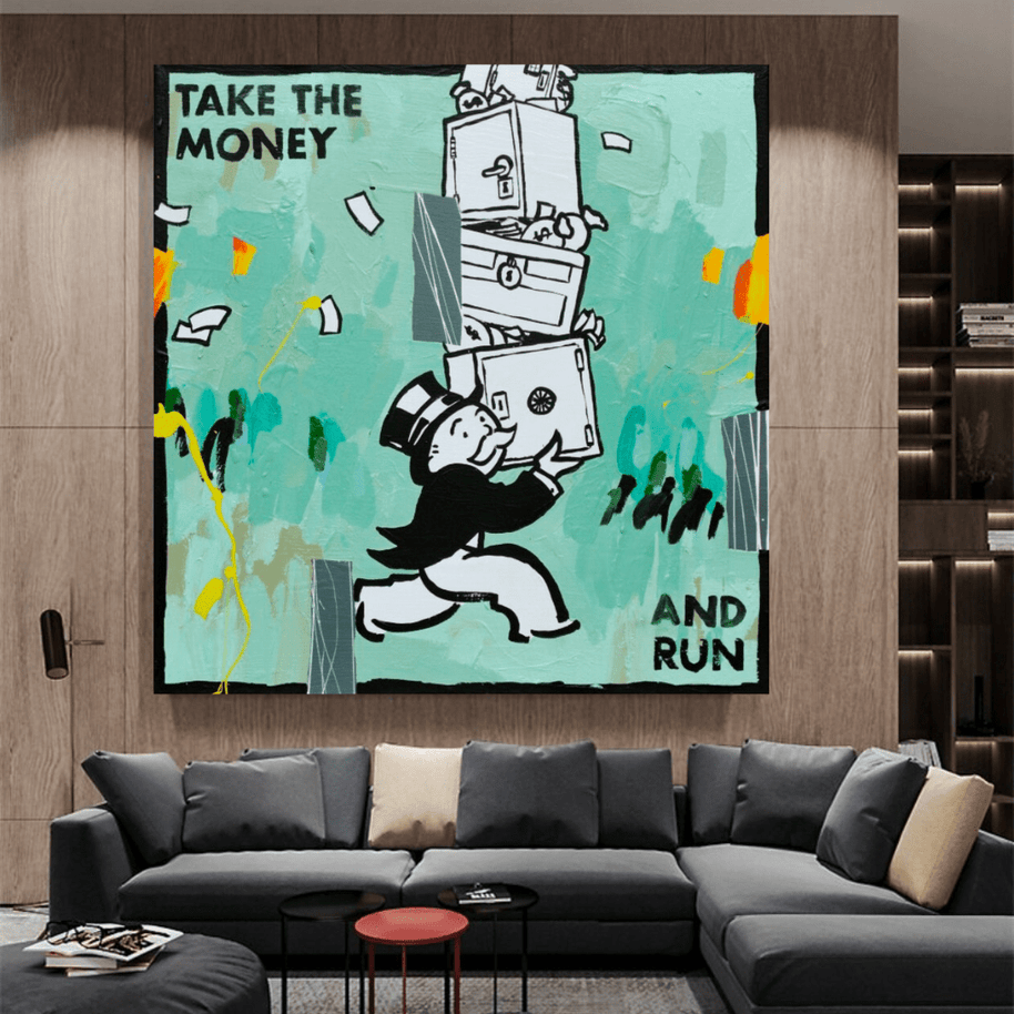 Alec Monopoly Wall Art: Take the Money and Run-MinimalisticDecor.com