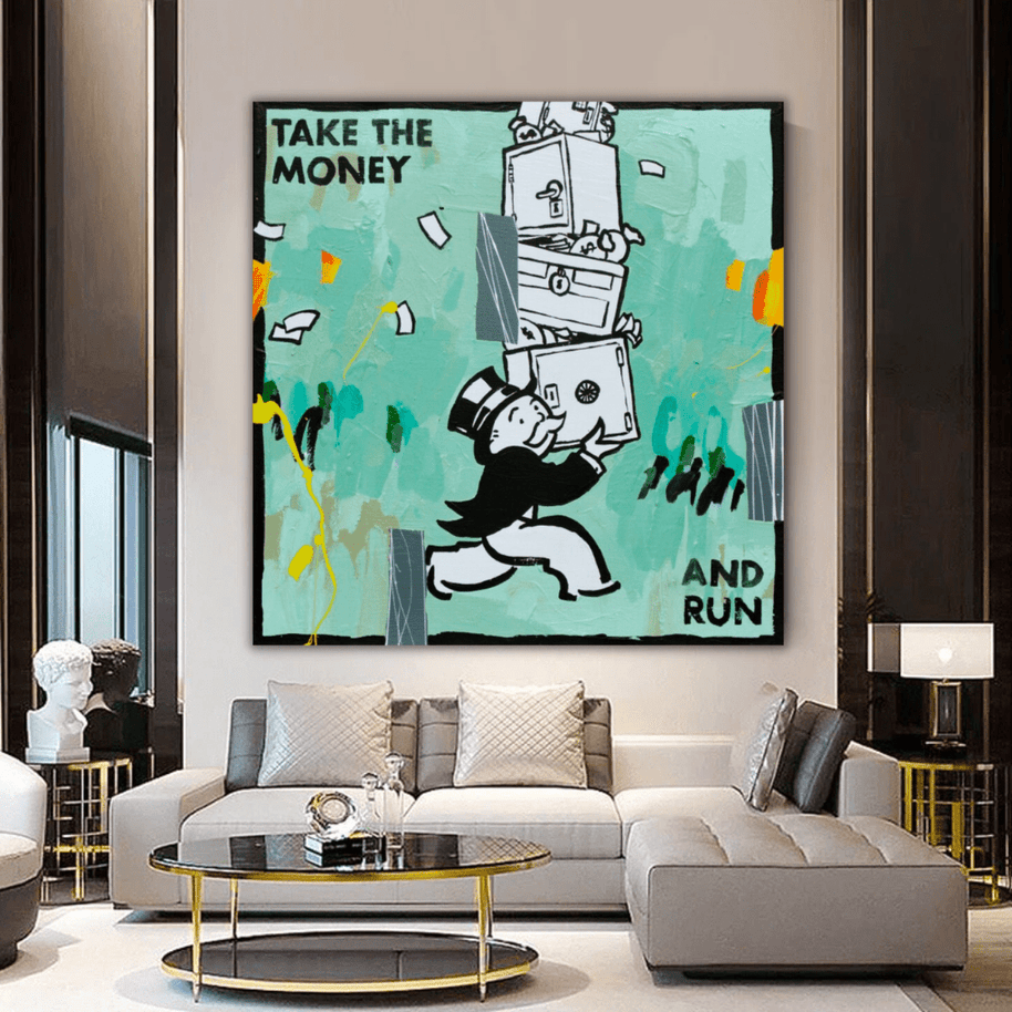 Alec Monopoly Wall Art: Take the Money and Run-MinimalisticDecor.com