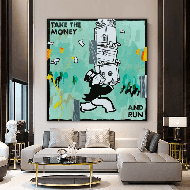 Alec Monopoly Wall Art: Take the Money and Run-MinimalisticDecor.com