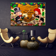 Alec Monopoly with Beauty and Wine Canvas Wall Art-MinimalisticDecor.com