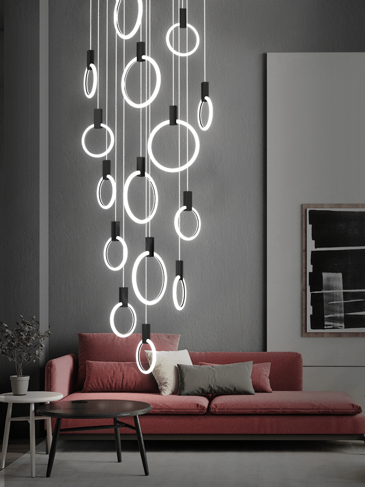 Aluminium Black Rings Long pendant lamp-MinimalisticDecor.com