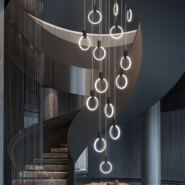 Aluminium Black Rings Long pendant lamp-MinimalisticDecor.com