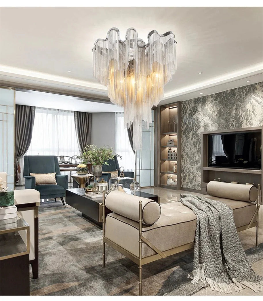 Aluminium Fringed Chandelier: Elegant and Timeless Design-MinimalisticDecor.com