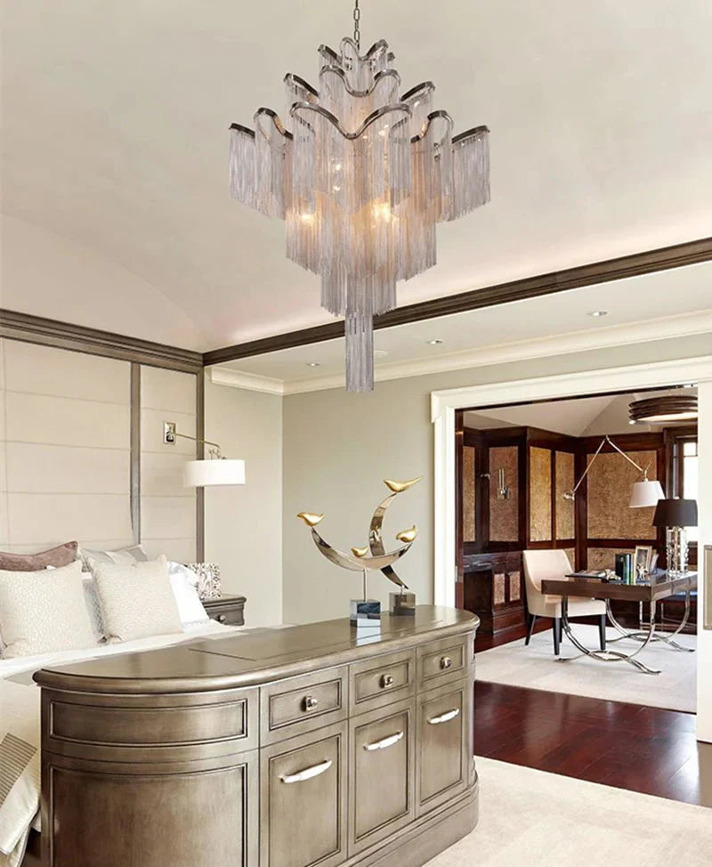 Aluminium Fringed Chandelier: Elegant and Timeless Design-MinimalisticDecor.com