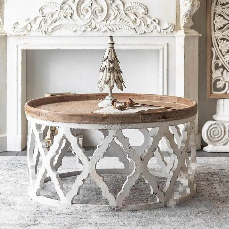 American Retro Solid Oak Wood Coffee Table Set-MinimalisticDecor.com
