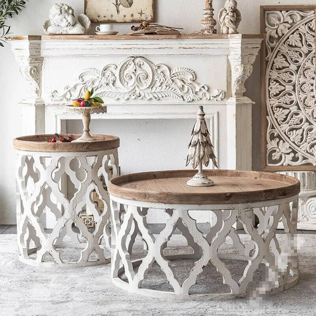 American Retro Solid Oak Wood Coffee Table Set-MinimalisticDecor.com