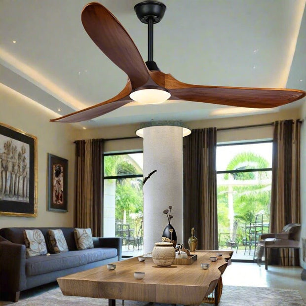 Antique Wooden Blades Large Fan Remote Controlled (2024 Edition)-MinimalisticDecor.com